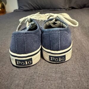 Polo by Ralph Lauren Navy Canvas Kids Sneakers with Cream Laces (Size 10)